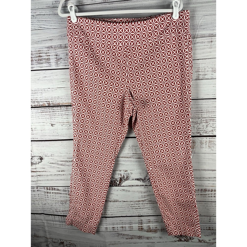 New York & Company Ankle Pants Women's X-Large Slit Red/white Pockets Pull On